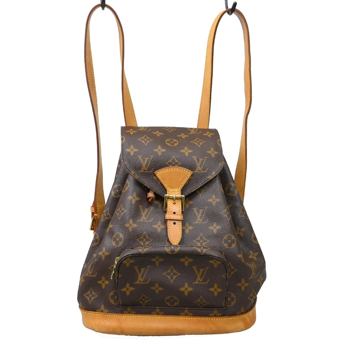 Louis Vuitton M51136 Montsouris MM Monogram Canvas Backpack: Louis Vuitton M51136 Montsouris MM Monogram Canvas Backpack Vintage Louis Vuitton Montsouris MM backpack in brown Monogram canvas with leather trim. This medium backpack features a flap buckle and dra