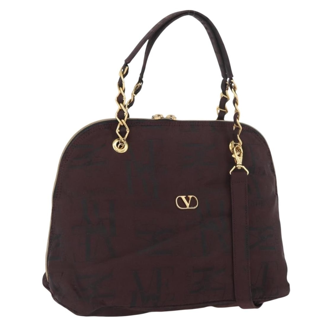 Valentino Bordeaux Nylon 2way Handbag with Chain Strap (1 of 18)