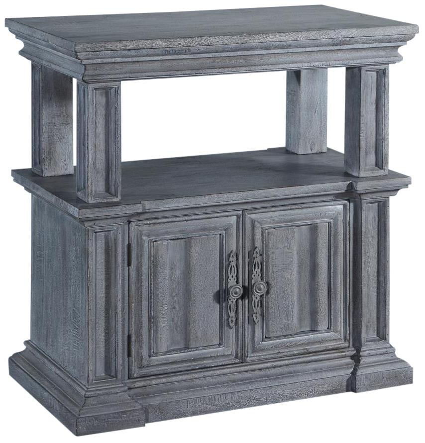 Weathered Gray Solid Wood Cathedral Nightstand: Weathered Gray Solid Wood Cathedral Nightstand This Elegant Solid Wood Cathedral Nightstand combines functionality with a classic design. Crafted from solid wood, it features a weathered gray finish t