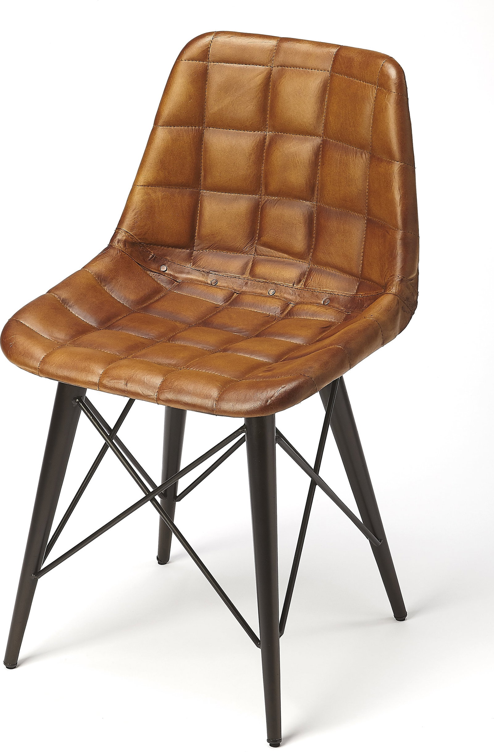 Butler Retro Brown Leather Side Chair Mid-Century Modern: Butler Retro Brown Leather Side Chair Mid-Century Modern Elevate your living space with this Retro Modern Brown Leather Side Chair, designed in a chic Mid-Century Modern style. This stylish piece feat