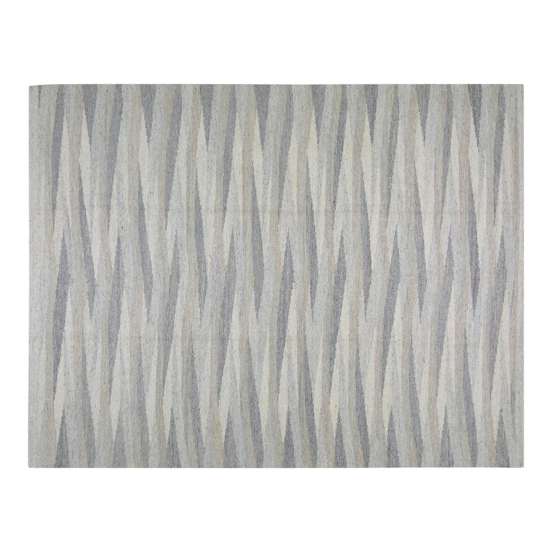 Scandinavian Wool Flatweave Rug in Gray Contemporary Handwoven 9' x 12': Scandinavian Wool Flatweave Rug in Gray Contemporary Handwoven 9' x 12' This Scandinavian hand-woven flatweave rug features natural gray tones and a contemporary style. Crafted from wool, it offers a 