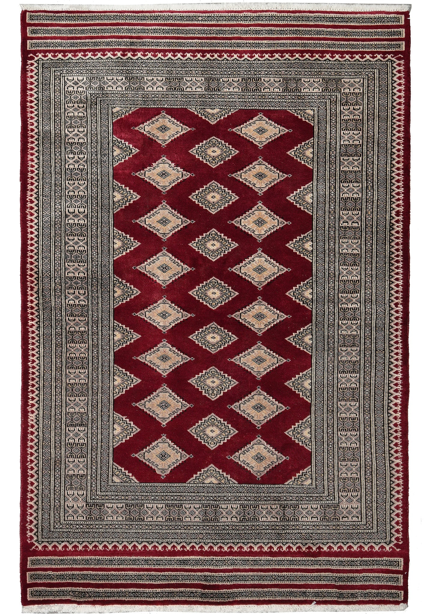 4 x 6 Hand Knotted New Jaldar Bokhara Rug Burgundy: 4 x 6 Hand Knotted New Jaldar Bokhara Rug Burgundy Free continental US Shipping This hand-knotted Jaldar Bokhara rug features a rich burgundy color and measures 4 x 6 feet. The rug is un-used and craf