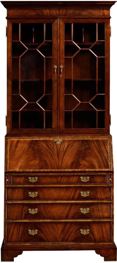 Jonathan Charles Georgian Style Desk Medium Mahogany: Jonathan Charles Georgian Style Desk Medium Mahogany Elevate your workspace with this Classic Georgian Cabinet Desk, designed to bring timeless elegance to your interiors. Crafted in a medium antique 
