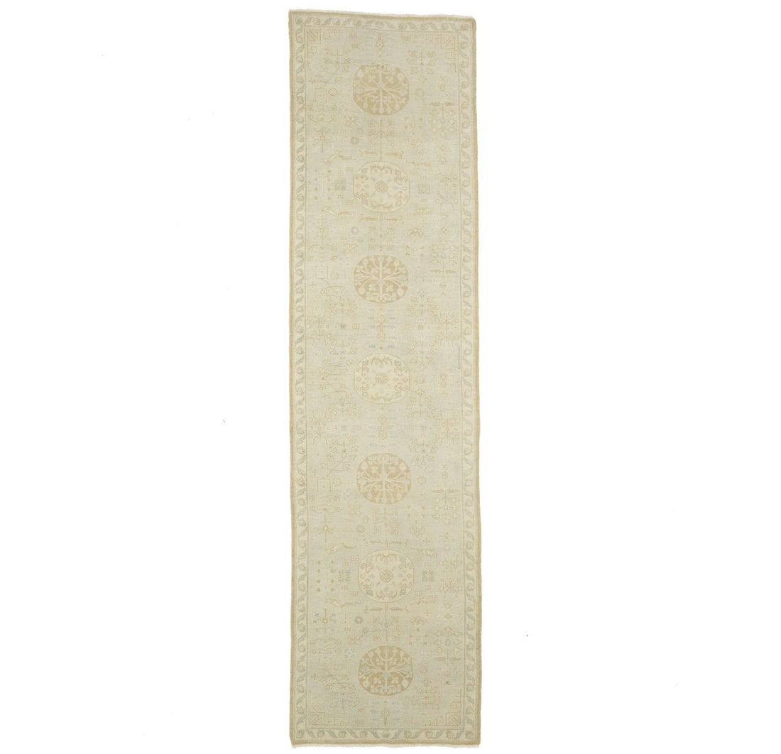 Hand Knotted Wool Turkish Floral Runner Rug 2'11 x 11'5: Hand Knotted Wool Turkish Floral Runner Rug 2'11 x 11'5 Enhance your living space with this exquisite Handmade Turkish Oriental Runner Rug, featuring a beautiful floral design that adds a touch of ele
