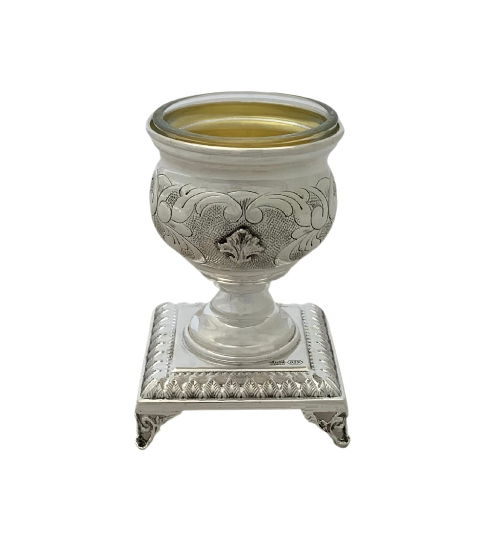 Handmade 925 Sterling Silver Leaf Applique Single Salt Holder (1 of 3)