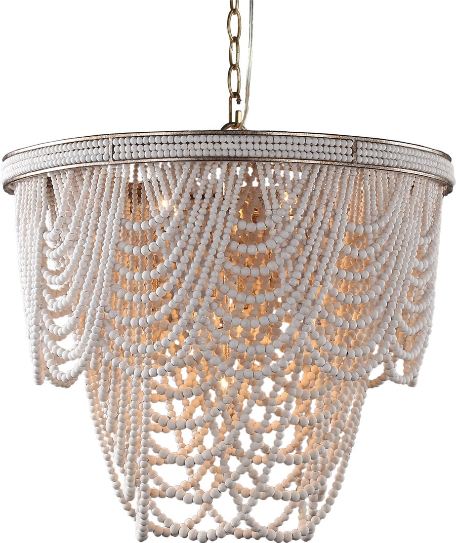 Terracotta Rustic Chandelier Adjustable Height Silver Finish 5 Bulbs (1 of 2)