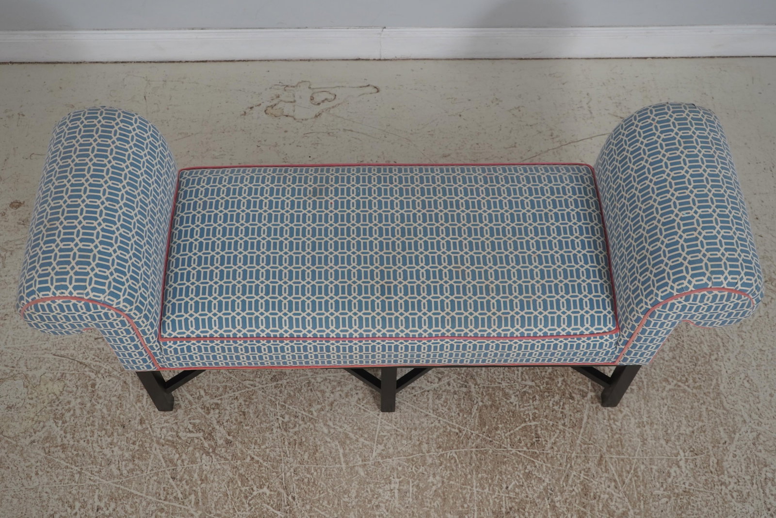 Regency Style Upholstered Window Bench Rolled Arms - 3
