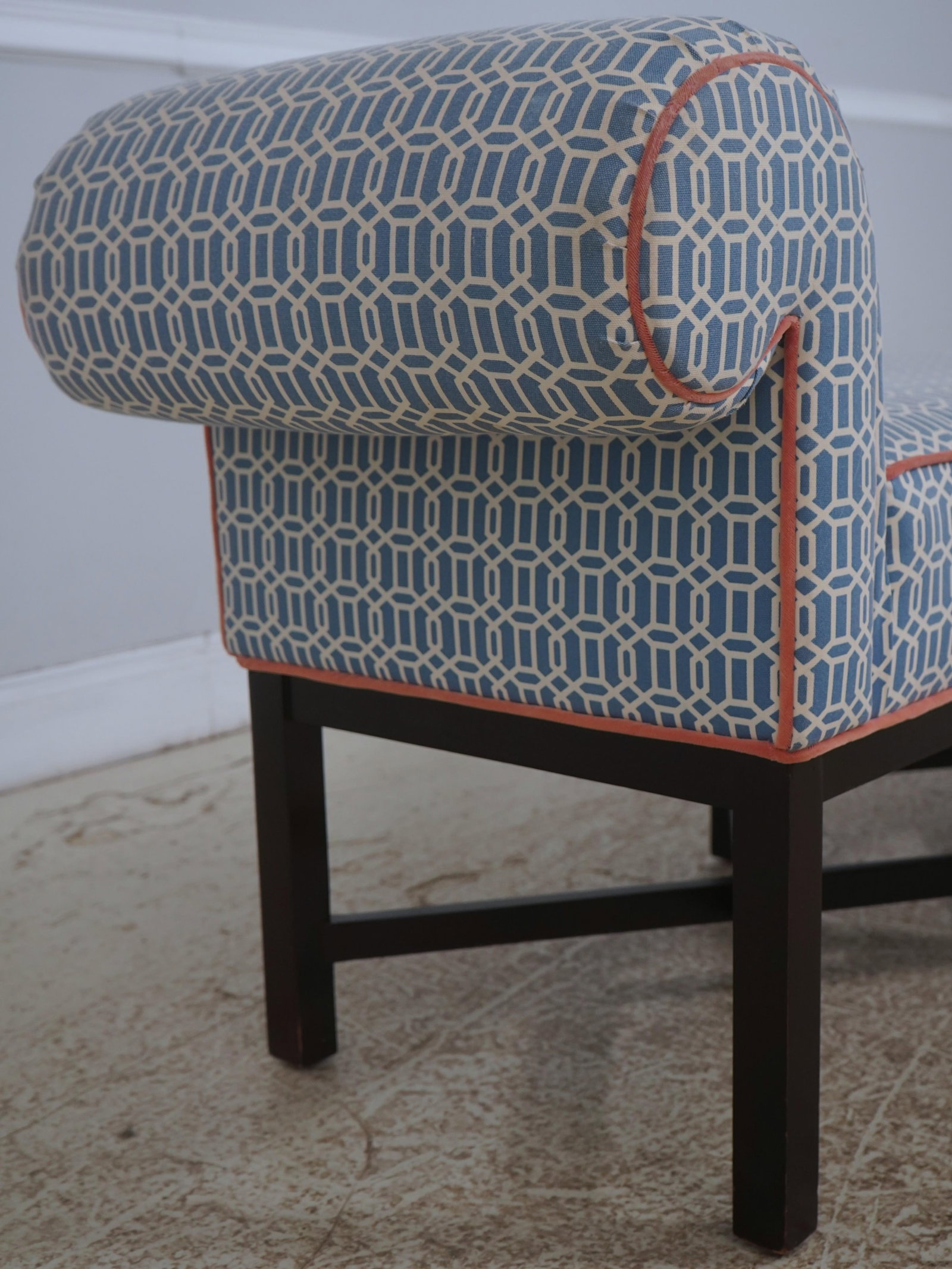Regency Style Upholstered Window Bench Rolled Arms - 6