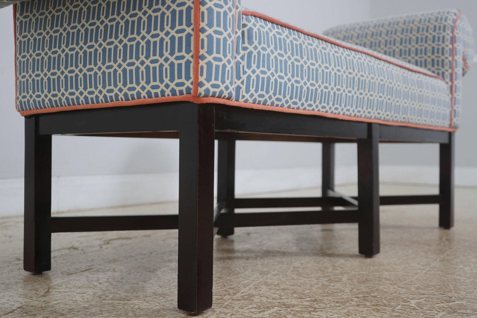 Regency Style Upholstered Window Bench Rolled Arms - 8