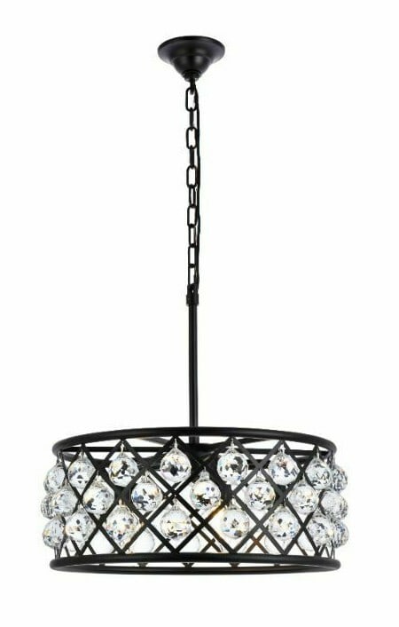 Matte Black Crystal Ball Chandelier 5 Light Madison 20 Inch: Matte Black Crystal Ball Chandelier 5 Light Madison 20 Inch This modern chandelier features a striking matte black frame adorned with clear faceted royal cut crystal balls, creating an elegant centerp