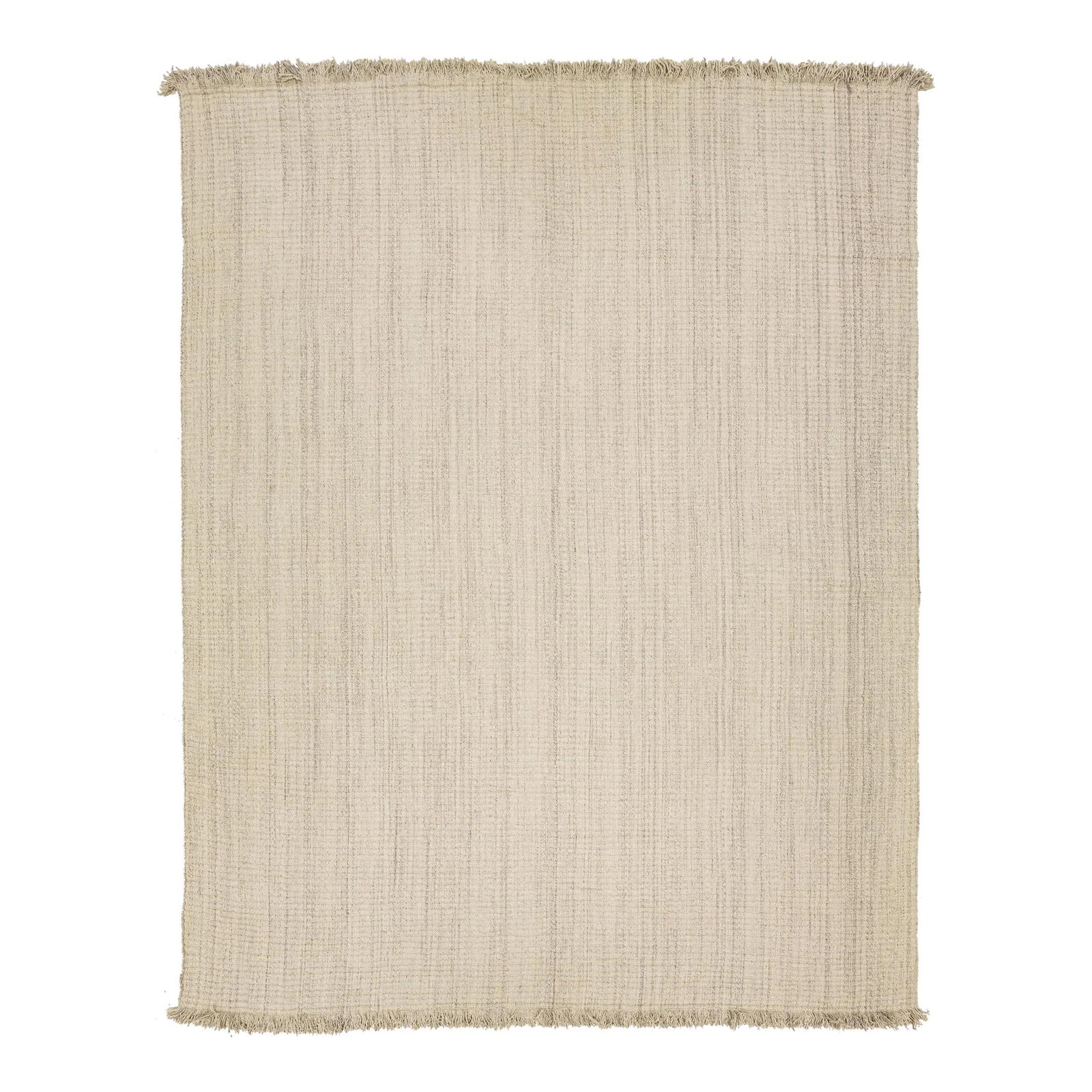 Handcrafted Tan Dhurrie Wool Rug with Gray Stripes 12 x 15 (1 of 10)