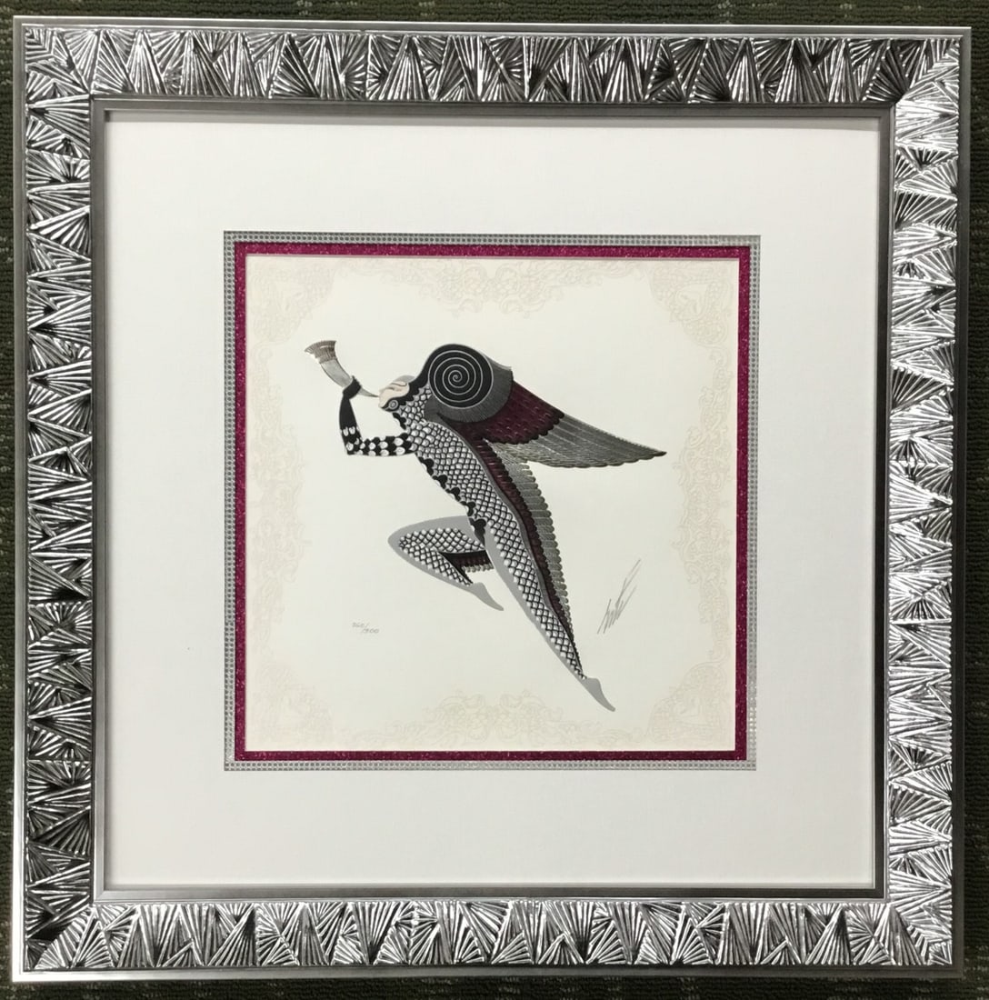 Framed Erte Zephyr II Embossed Limited Edition Serigraph Signed and Numbered Print (1 of 5)