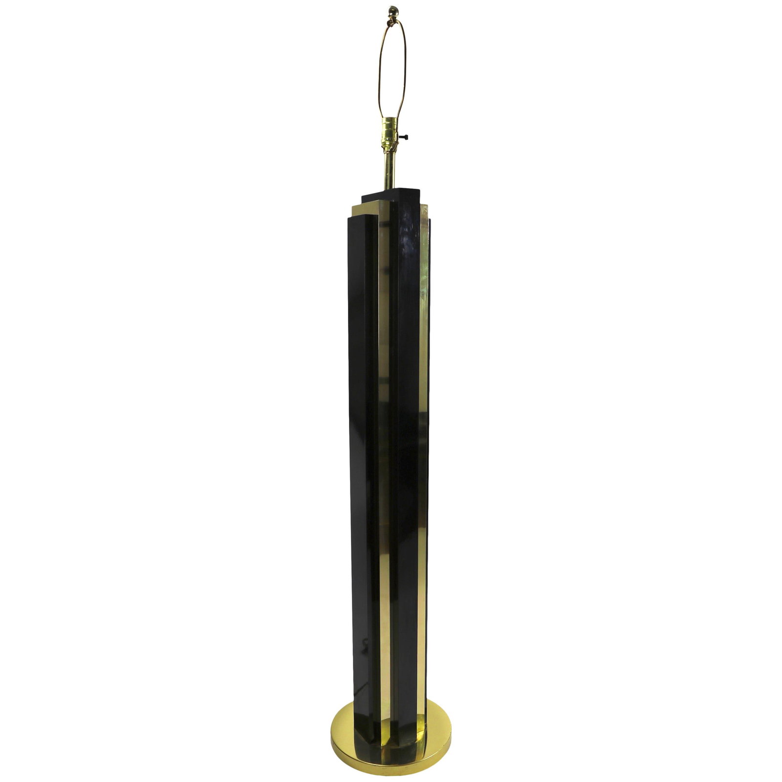 Art Deco Revival Brass and Black Floor Lamp 62 Inches (1 of 10)