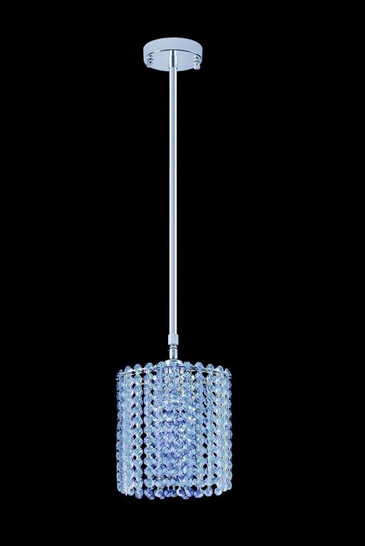 Artistry Blue Crystal Oval Pendant Light 1-Light Chrome Frame (1 of 2)