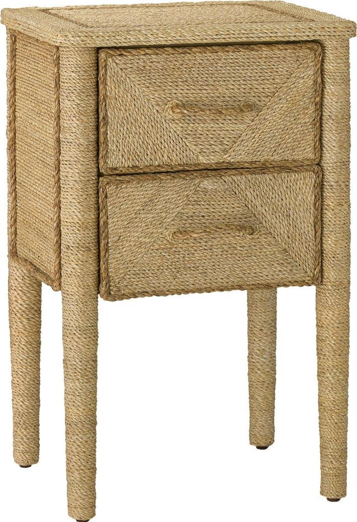 Currey Kaipo Coastal Nightstand Abaca Rope Design 28.25H: Currey Kaipo Coastal Nightstand Abaca Rope Design 28.25H Introducing the Kaipo Coastal Nightstand, a beautifully crafted piece designed to enhance your coastal-themed decor. This nightstand stands at 