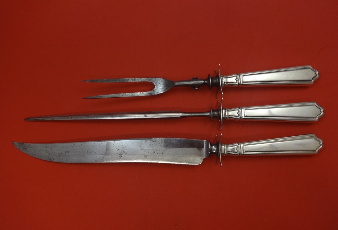 Gorham Saint Dunstan Plain Sterling Silver Roast Carving Set 3pc 15" (1 of 1)