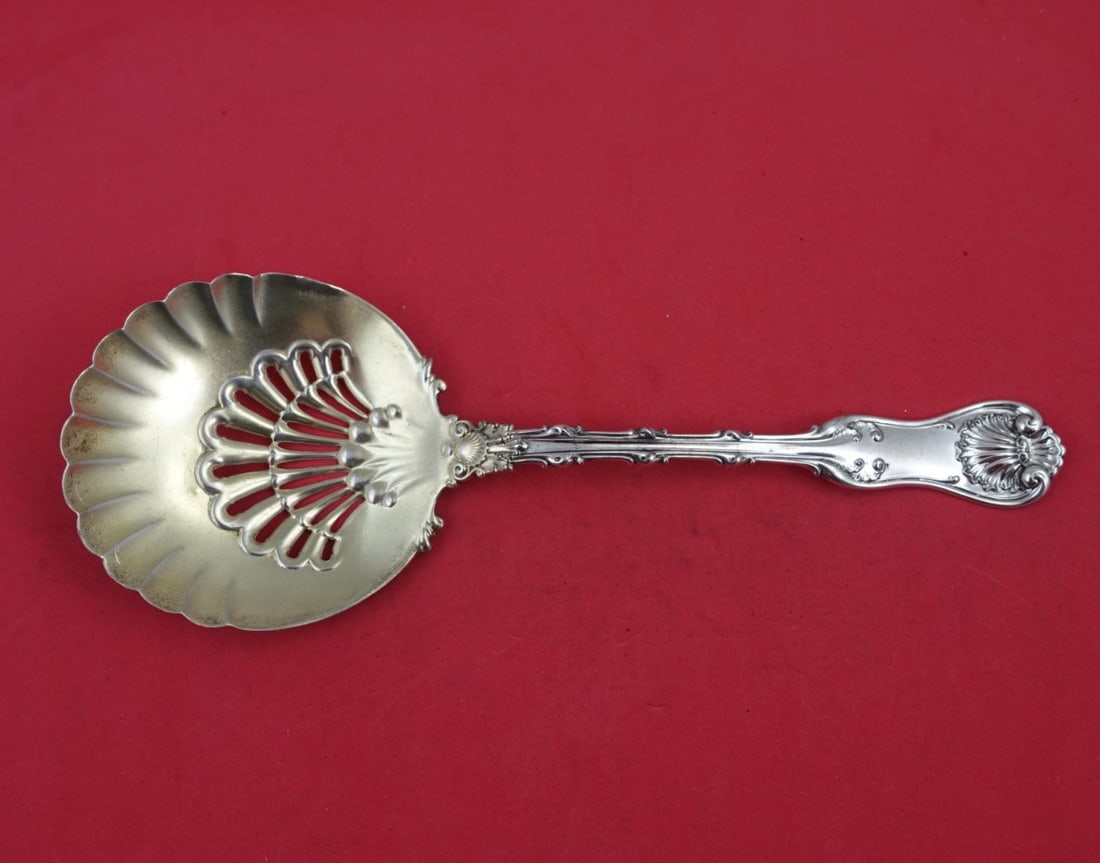 Whiting Imperial Queen Gold Wash Sterling Silver Pea Spoon 8 3/4": Whiting Imperial Queen Gold Wash Sterling Silver Pea Spoon 8 3/4" This exquisite Imperial Queen pea spoon by Whiting is a stunning example of craftsmanship from the 1850-1899 era. Made from sterling s