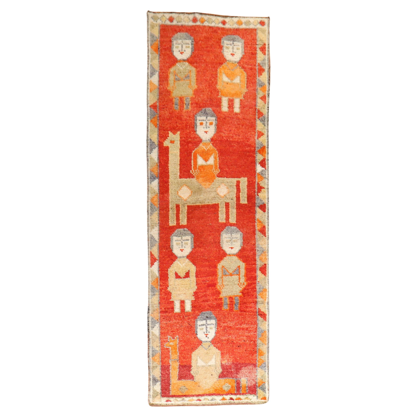 Zabihi Collection Vintage Turkish Pictorial Runner Wool 37 x 112 in (1 of 9)