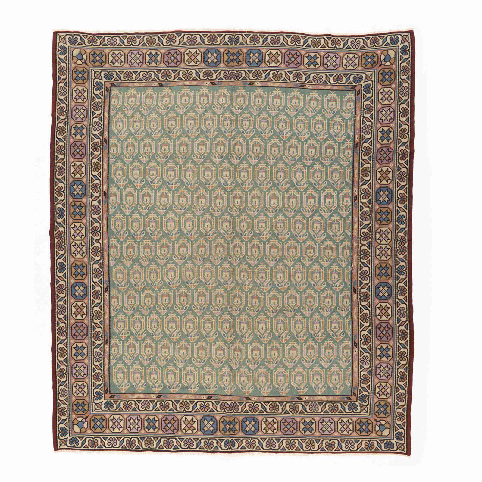 Authentic Gocmen Handmade Wool Kilim 100.8 x 109.1 Inches: Authentic Gocmen Handmade Wool Kilim 100.8 x 109.1 Inches Discover the exquisite craftsmanship of this authentic handmade Gocmen Kilim, made from high-quality wool on wool. This stunning flat-woven pi
