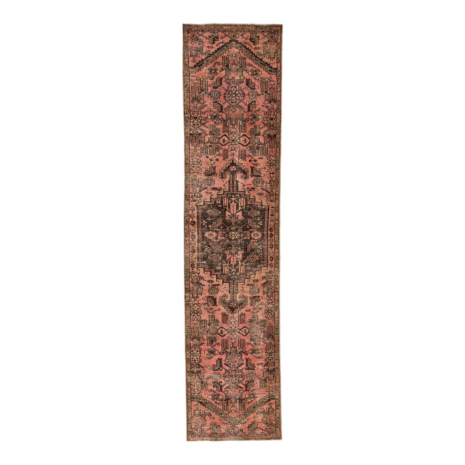 Vintage Persian Handmade Pink Wool Runner 2' x 8'2" Distressed Tribal Design (1 of 7)
