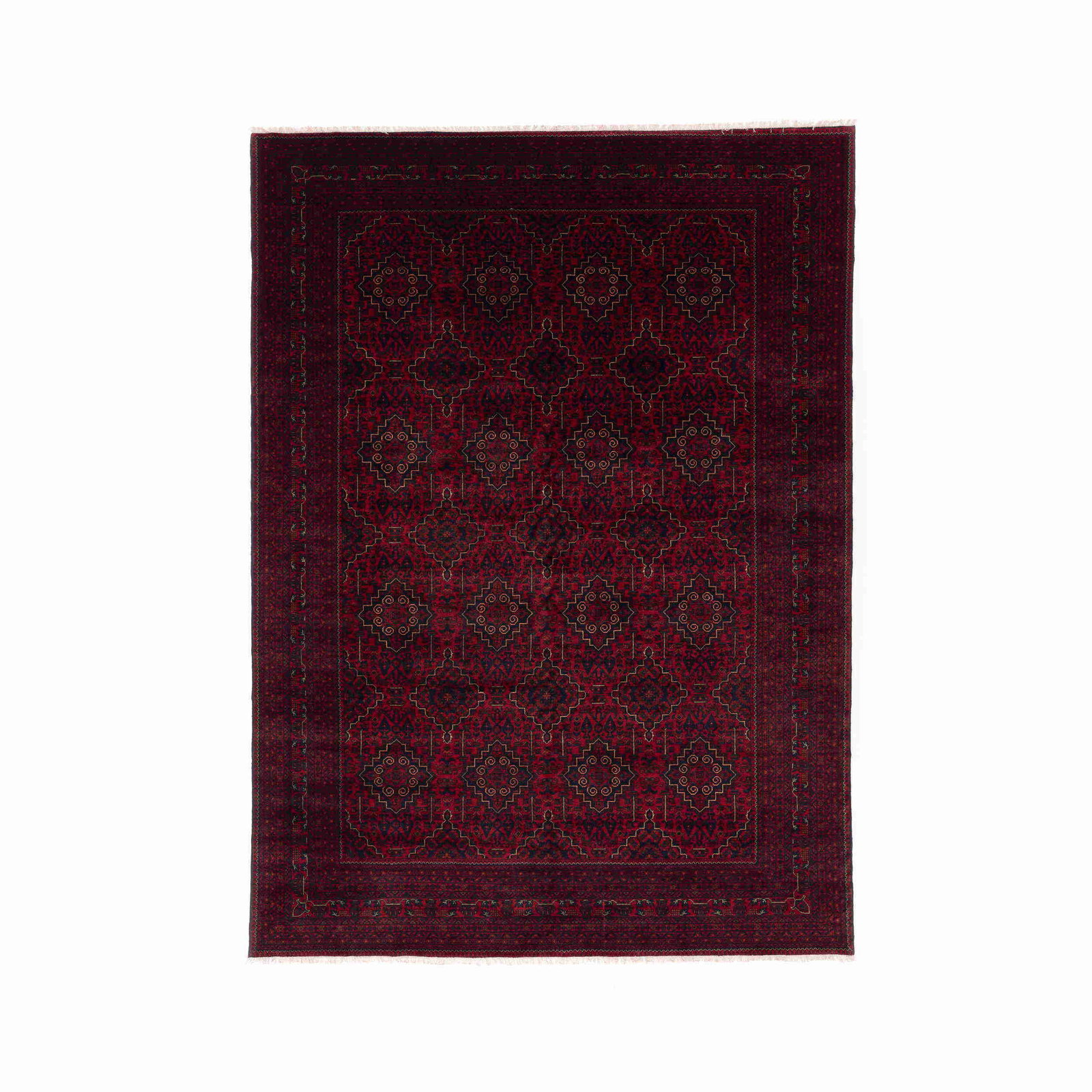 Authentic Handmade Kunduz Wool Carpet 116.1 x 159.8 Inches: Authentic Handmade Kunduz Wool Carpet 116.1 x 159.8 Inches Discover the exquisite craftsmanship of this authentic handmade Kunduz carpet. Made from high-quality wool on wool, this piece features a tra