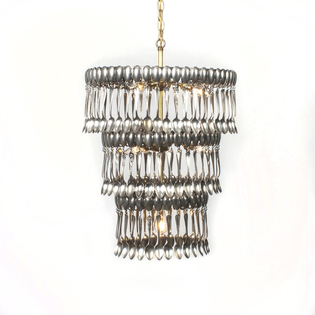 Eclectic 3-Tier Silver-Plated Spoon Chandelier (1 of 1)