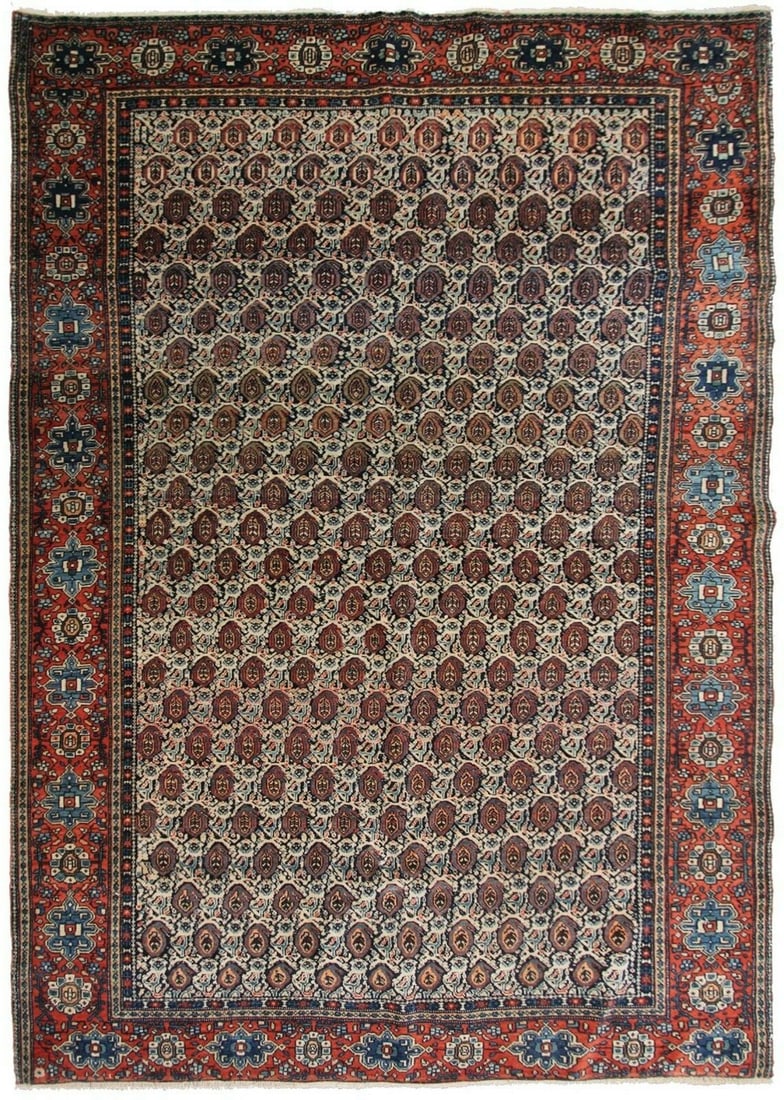 Hand Knotted Farahan Wool Area Rug 4'3 x 6'2 Geometric Paisley (1 of 10)