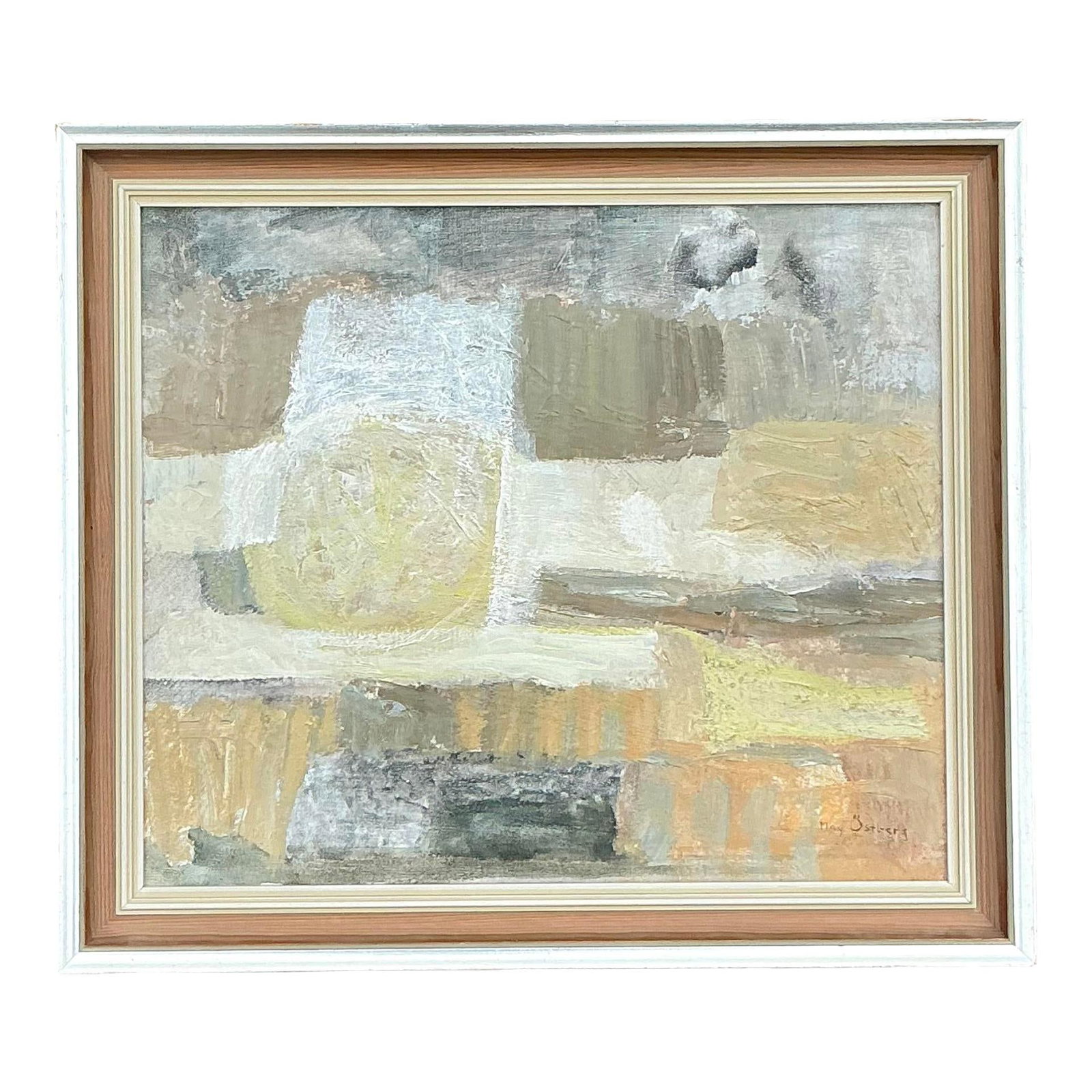 1966 Vintage Boho Abstract Oil Painting on Board: 1966 Vintage Boho Abstract Oil Painting on Board This vintage 1966 abstract oil on board artwork exudes a captivating bohemian charm, featuring rich, layered textures and striking colors that bring a 