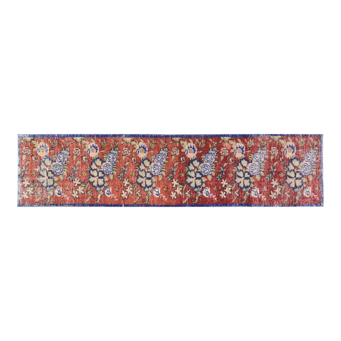 Brick Red Anatolian Wool Runner Hand Knotted Vintage 1'6 x 7'6: Brick Red Anatolian Wool Runner Hand Knotted Vintage 1'6 x 7'6 This vintage Turkish Anatolian rug is hand-knotted from wool using traditional rug-making techniques. It offers a blend of timeless craft