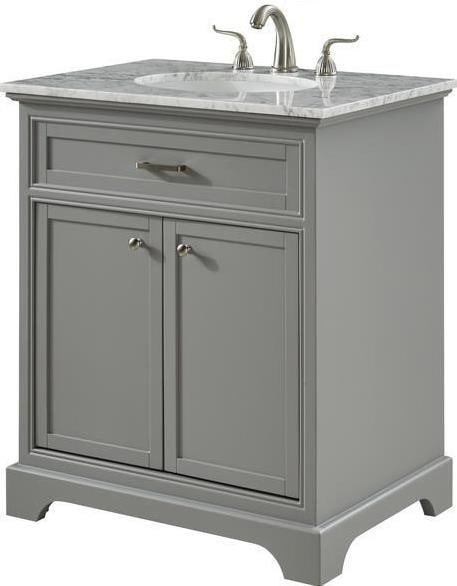 Elegant Lighting Gray Transitional Vanity Cabinet Solid Wood Brushed Steel Finish: Elegant Lighting Gray Transitional Vanity Cabinet Solid Wood Brushed Steel Finish Elevate your space with this sophisticated gray vanity cabinet, crafted from solid wood and featuring a sleek brushed 