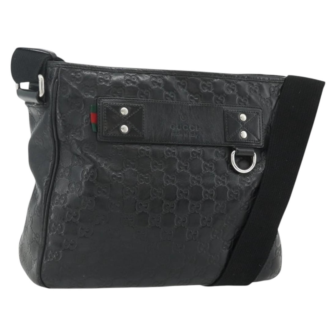 GUCCI 322080 Guccissima GG Canvas Leather Shoulder Bag Black Silver (1 of 18)