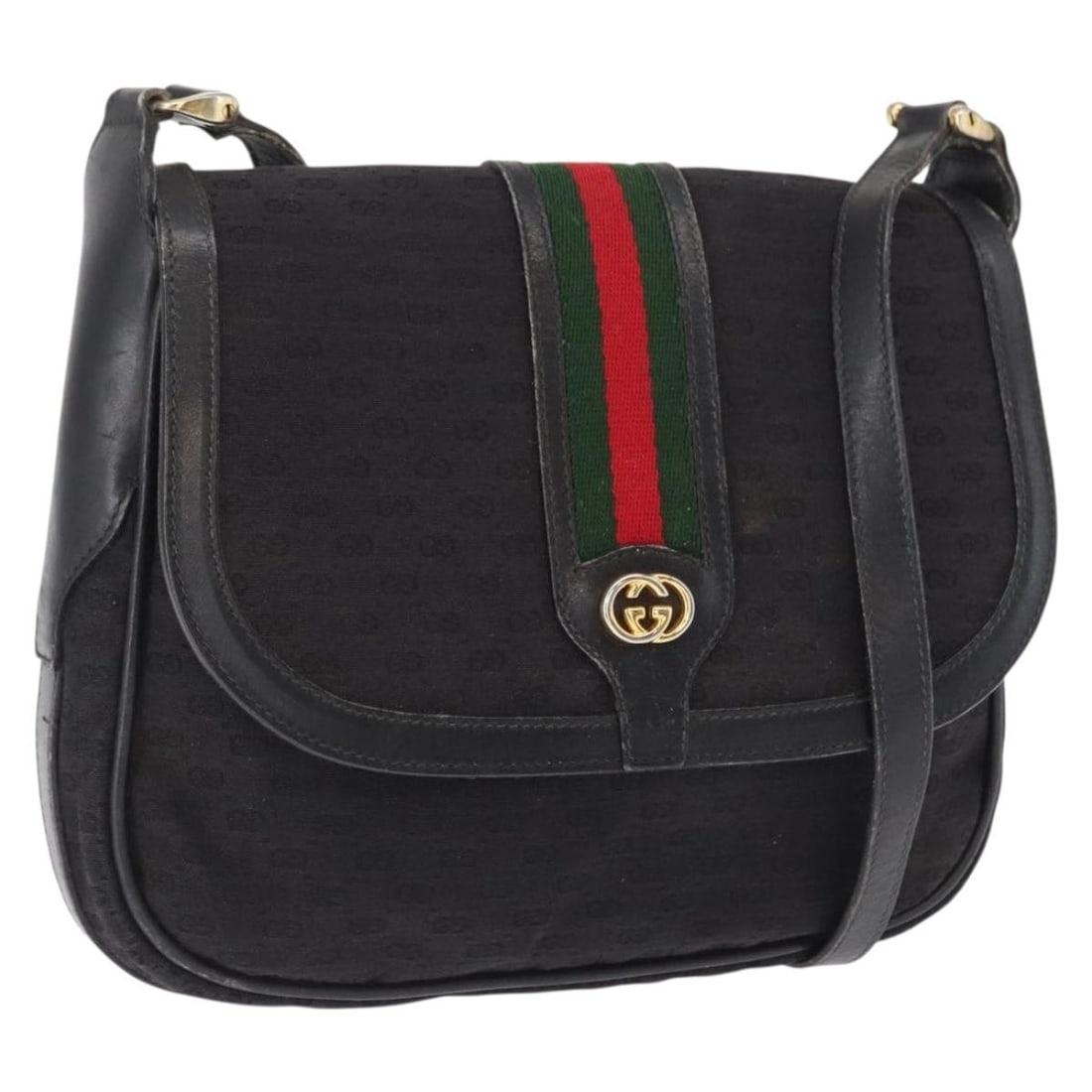 Gucci Micro GG Supreme Web Sherry Line Black PVC Shoulder Bag 001 754 6177: Gucci Micro GG Supreme Web Sherry Line Black PVC Shoulder Bag 001 754 6177 This is a Gucci Micro GG Supreme Web Sherry Line shoulder bag crafted from black PVC leather with gold accents. The bag featu