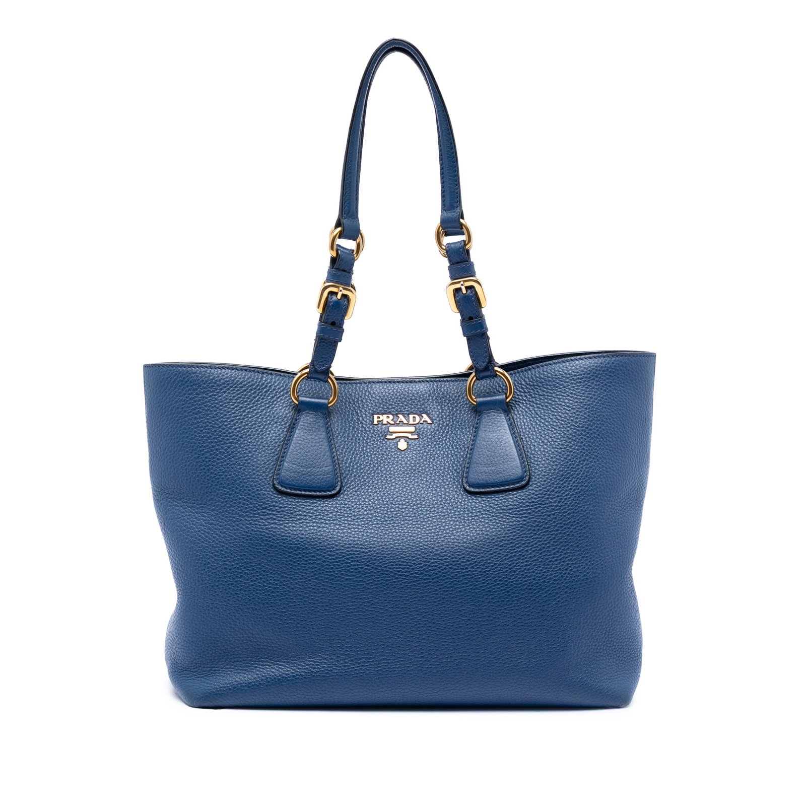 Blue Leather Tote Bag Prada Vitello Phenix Model (1 of 6)