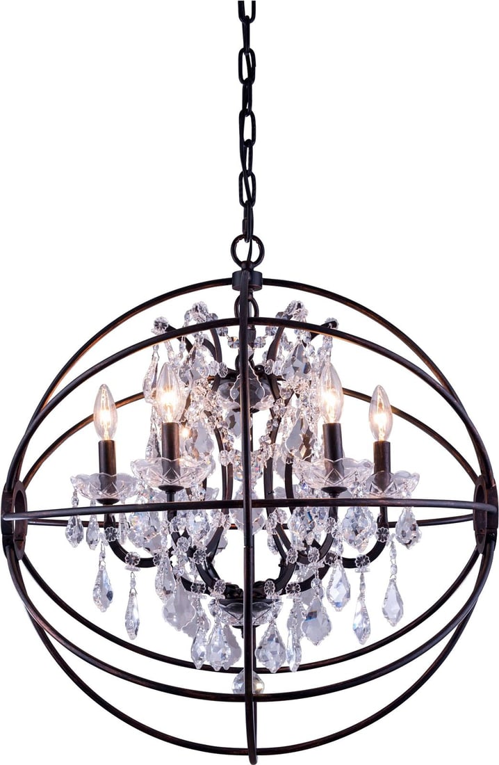 Elegant Lighting Geneva Pendant Lamp Dark Bronze Royal-Cut Crystals 27.5H 25W 25D (1 of 1)