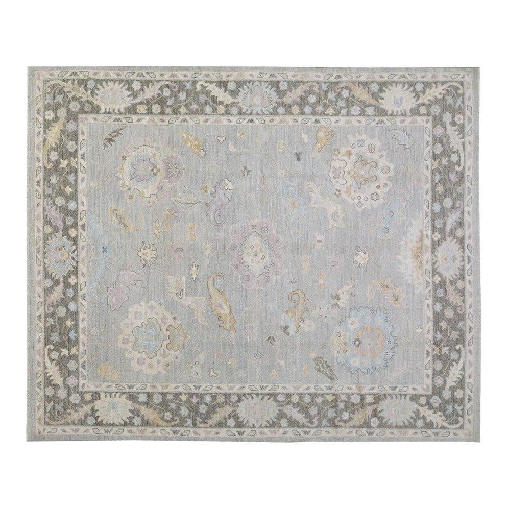 Hand-Knotted Wool Oushak Area Rug Slate Gray 9'10" x 13'10": Hand-Knotted Wool Oushak Area Rug Slate Gray 9'10" x 13'10" This vintage Oushak rug is hand-knotted from wool using traditional techniques, blending classic craftsmanship with a modern design sensibil
