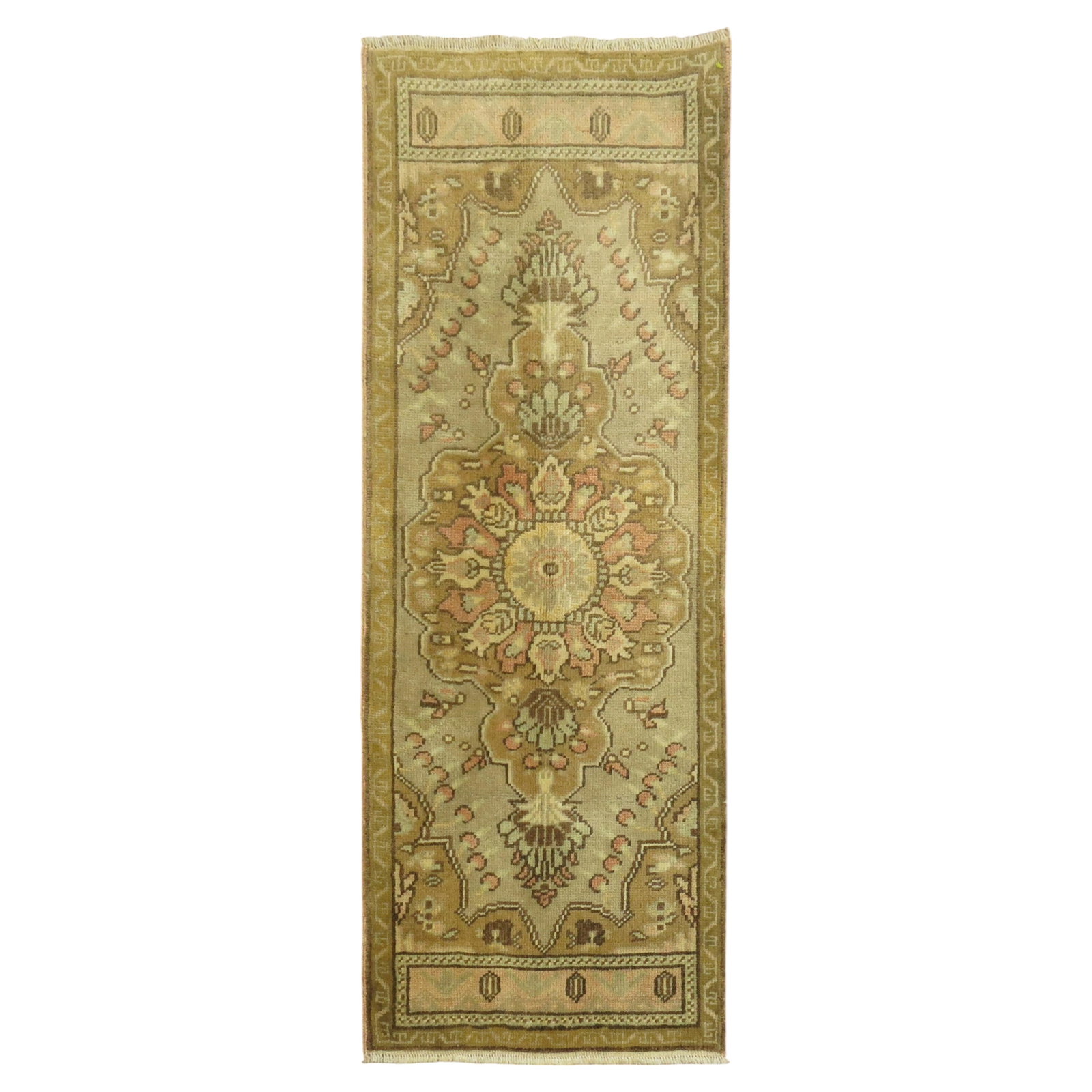 Vintage Turkish Anatolian Hand Knotted Wool Rug 1'7 x 3'9: Vintage Turkish Anatolian Hand Knotted Wool Rug 1'7 x 3'9 This vintage Turkish Anatolian rug features a hand-knotted wool construction in a mini size. Created in the mid-20th century, it is designed i
