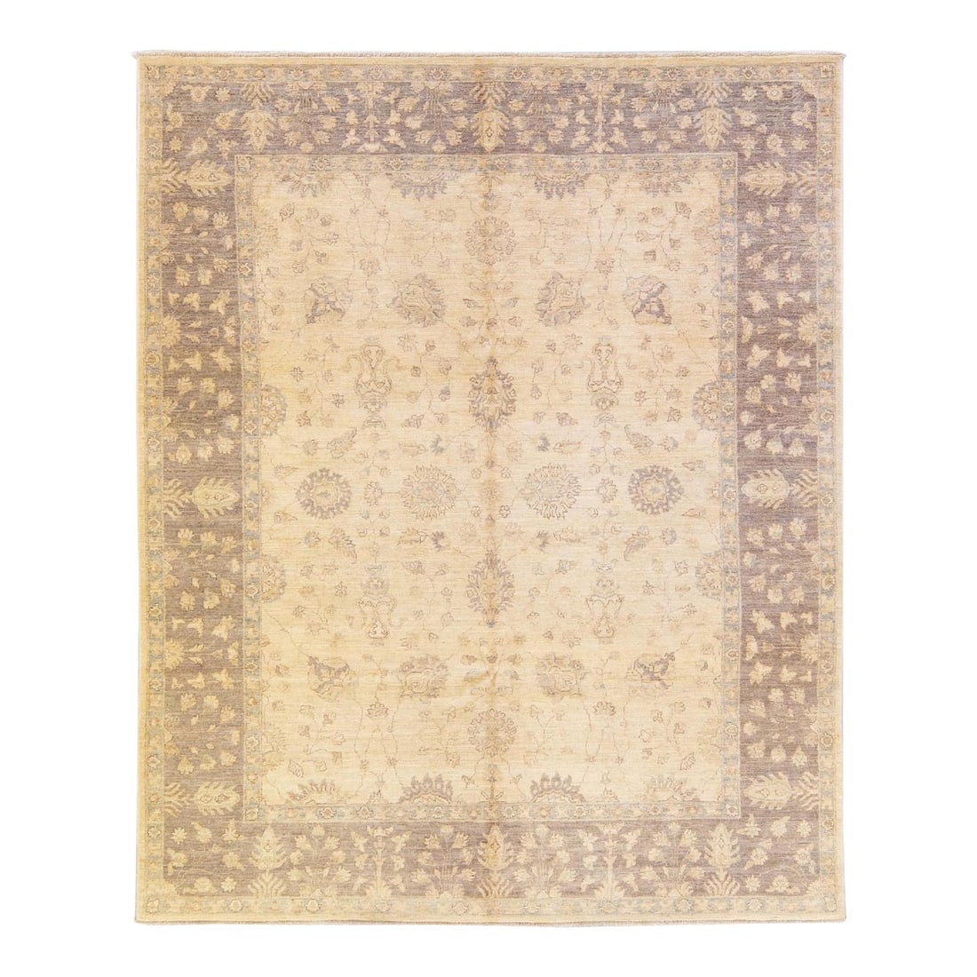 Handmade Beige Wool Peshawar Rug with Palmette Design 8' x 9'9": Handmade Beige Wool Peshawar Rug with Palmette Design 8' x 9'9" Transform your living space with this handcrafted modern Paki Peshawar rug, showcasing a beautiful palmette design. Made from high-quali