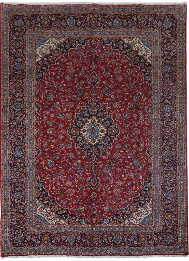 Ghotbi Signed 9'10 x 13'5 Red Persian Kashan Carpet with Iranian Flag: Ghotbi Signed 9'10 x 13'5 Red Persian Kashan Carpet with Iranian Flag Free continental US Shipping Introducing a stunning 9' 10" x 13' 5" Red Persian Kashan Carpet, expertly handcrafted by talented Pe