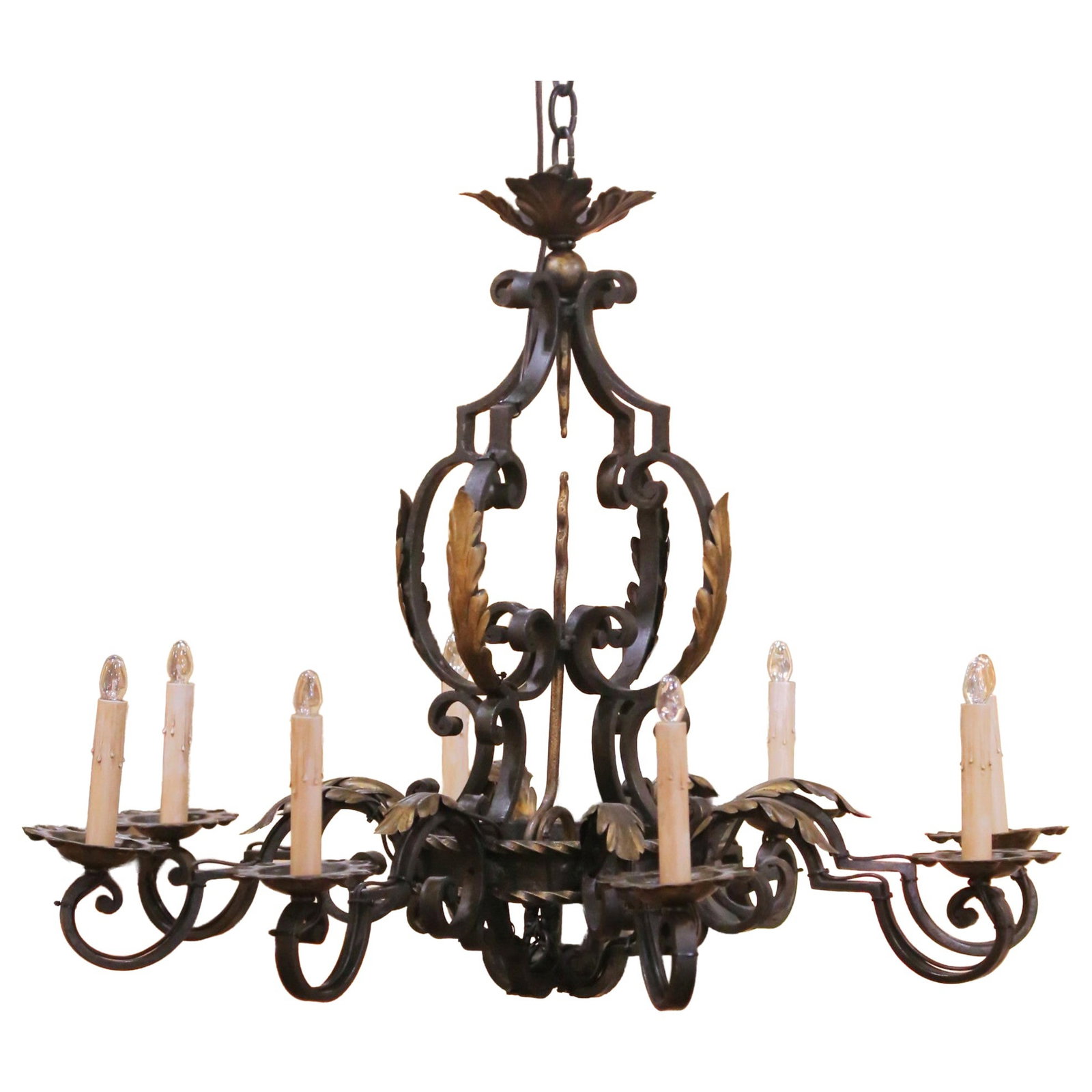 French Louis XV Eight-Light Wrought Iron Chandelier (1 of 10)