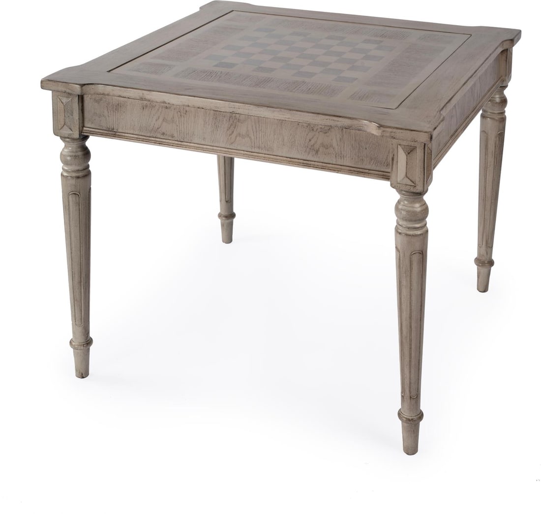 Butler Vincent Transitional Game Table Beige Driftwood Square 30H 36W 36D: Butler Vincent Transitional Game Table Beige Driftwood Square 30H 36W 36D Enhance your game nights with the stylish Vincent Game Table, a perfect blend of modern and traditional design. This square ga