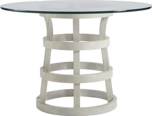 Universal Escape Coastal Dining Table Sandbar Finish 44": Universal Escape Coastal Dining Table Sandbar Finish 44" Introducing an elegant dining table that perfectly complements coastal decor. This table features a stylish sandbar finish, enhancing any dinin
