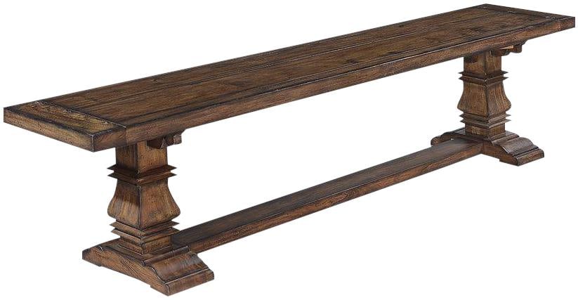 Rustic Pecan Solid Wood Tuscan Harvest Backless Bench (1 of 4)