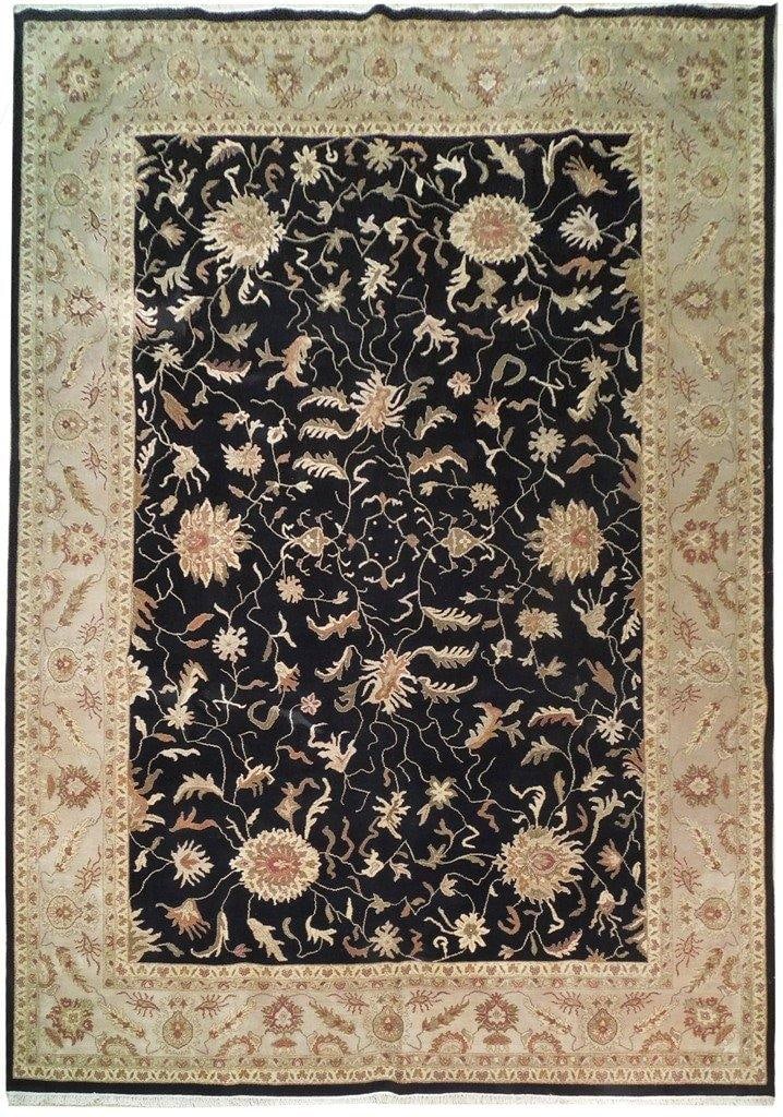 Handmade 9'10 x 14' Black Vegetable Dyed Chobi Rug from India (1 of 6)