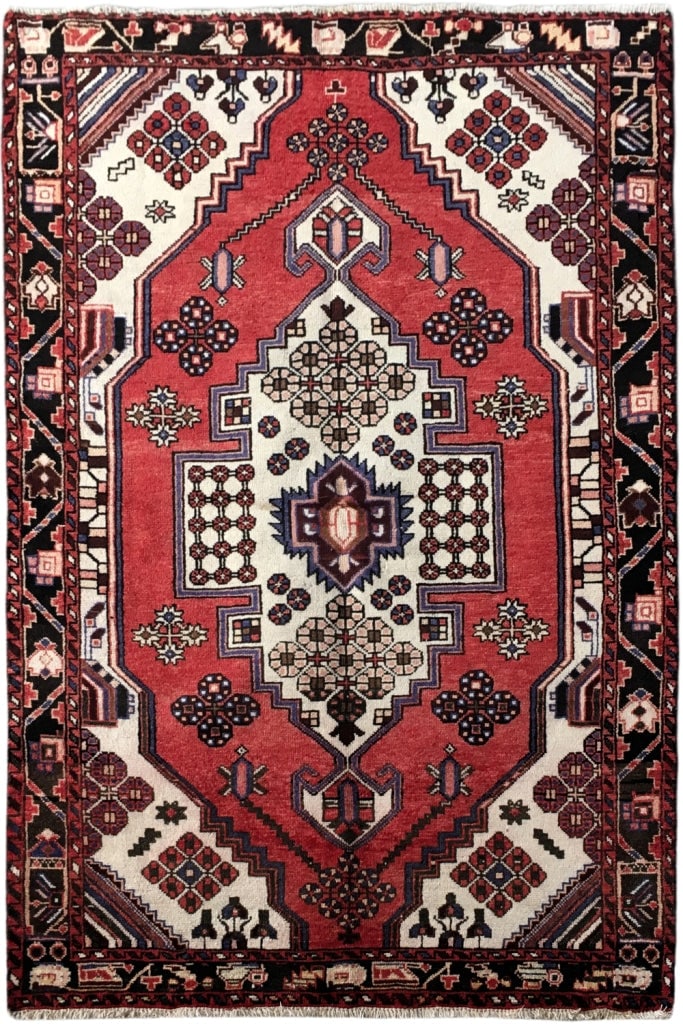 4.5 x 6.7 Handwoven Red Persian Hamadan Area Rug: 4.5 x 6.7 Handwoven Red Persian Hamadan Area Rug Free continental US Shipping Transform your space with this exquisite 4.5 x 6.7 Red Persian Hamadan Rug, handcrafted by skilled artisans in the Hamadan