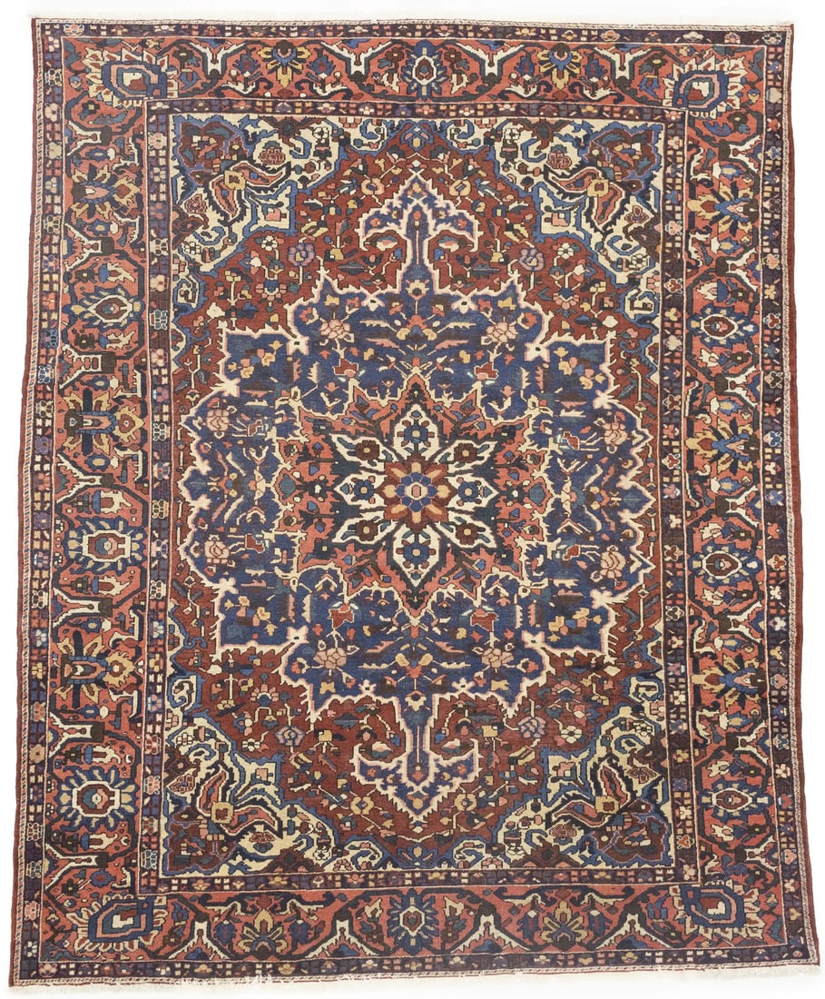 Hand-Knotted Wool Vintage Floral Area Rug 10'4 x 12'7 Western Asia: Hand-Knotted Wool Vintage Floral Area Rug 10'4 x 12'7 Western Asia This semi-antique extra large floral rug is hand-knotted from wool and features a traditional vintage floral pattern in shades of rus