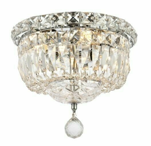 Tranquil 4-Light Chrome Crystal Flush Mount 10 Inch: Tranquil 4-Light Chrome Crystal Flush Mount 10 Inch This modern semi flush mount ceiling light features a polished chrome finish and is adorned with Royal Cut clear crystals, creating a sophisticated 