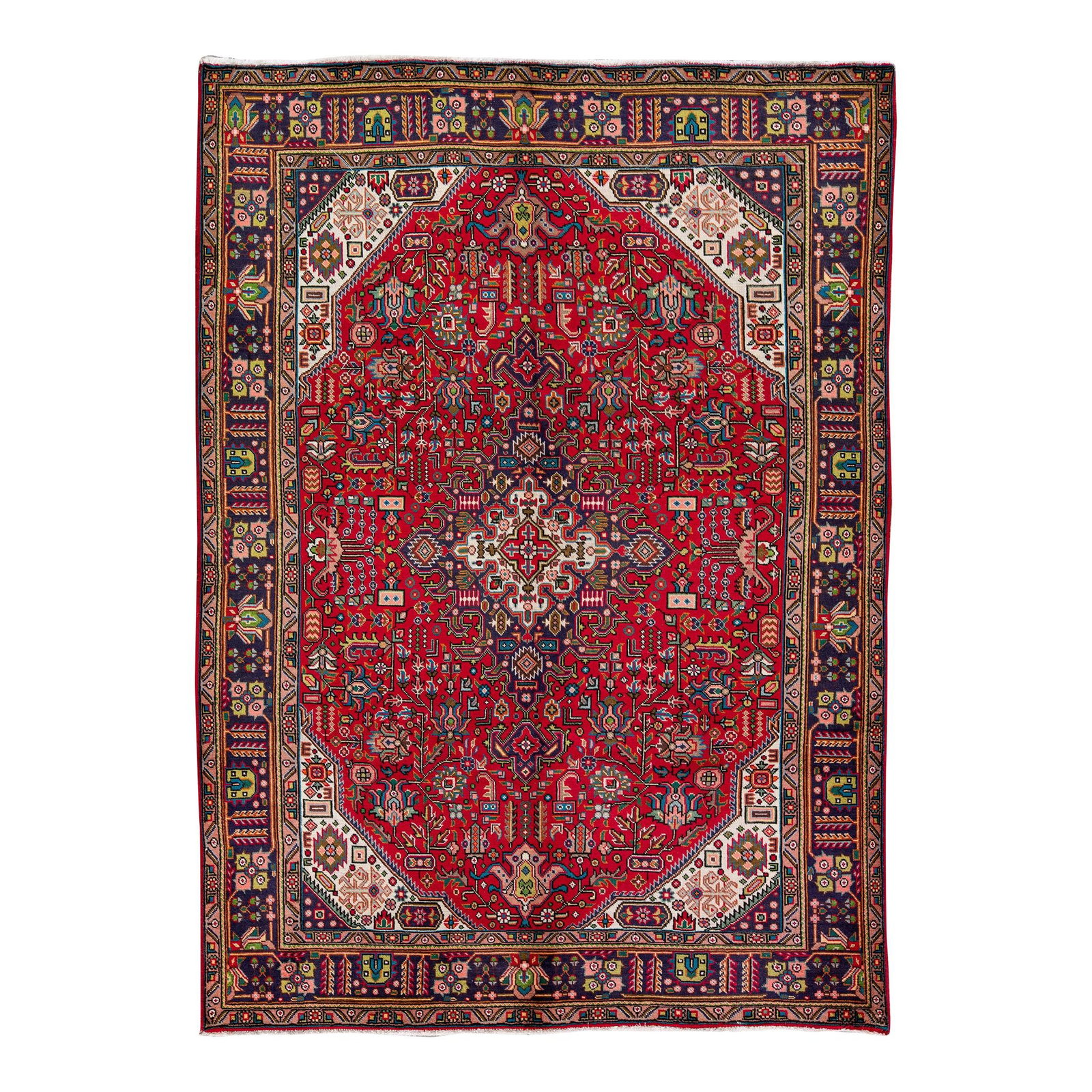 Vintage Persian Red Medallion Hand-Knotted Wool Rug 6'9" X 9'8": Vintage Persian Red Medallion Hand-Knotted Wool Rug 6'9" X 9'8" Enhance your living space with this beautiful vintage Persian hand-knotted wool rug featuring a striking red field and an intricate mult