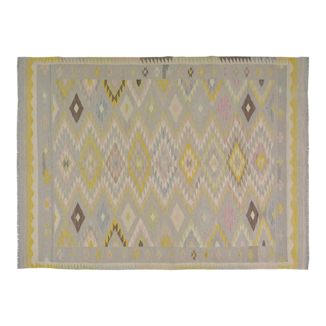 Wool Flatweave Rug Tan Afghan Maimana Design 97 x 70 (1 of 3)