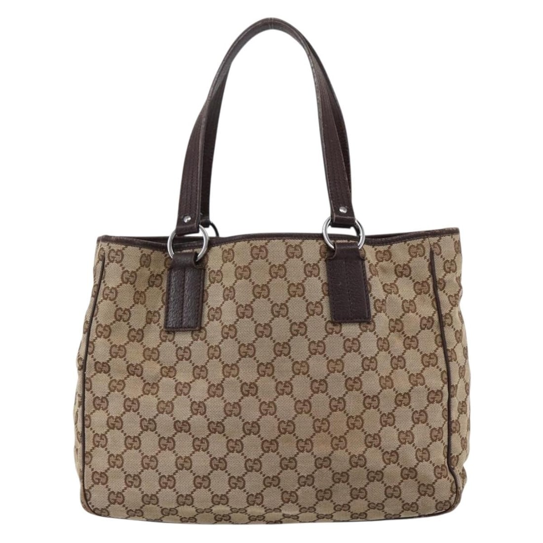 Beige Silver GG Canvas Tote by Gucci Model 113017: Beige Silver GG Canvas Tote by Gucci Model 113017 This GUCCI GG Canvas Tote Bag features a beige and silver exterior with the signature GG canvas material. Designed for women, the bag has a spacious i