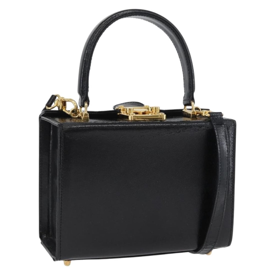 FENDI patent leather 2way vanity handbag black with strap: FENDI patent leather 2way vanity handbag black with strap Fendi vanity handbag in black patent leather with a 2-way design and gold-tone color accents. Made in Italy, this women's handbag includes a s